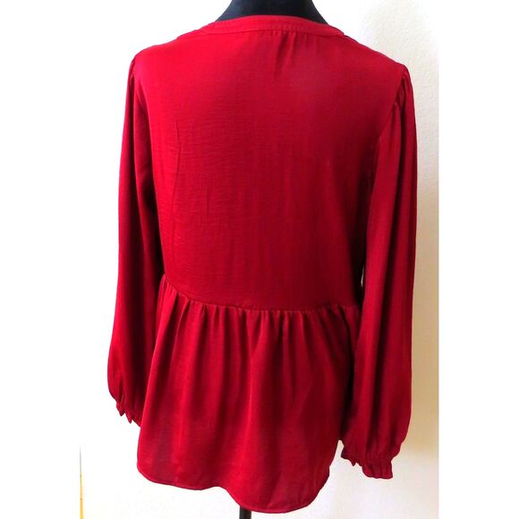 Knox Rose Balloon Sleeve Red Blouse Small EUC - Picture 3 of 5